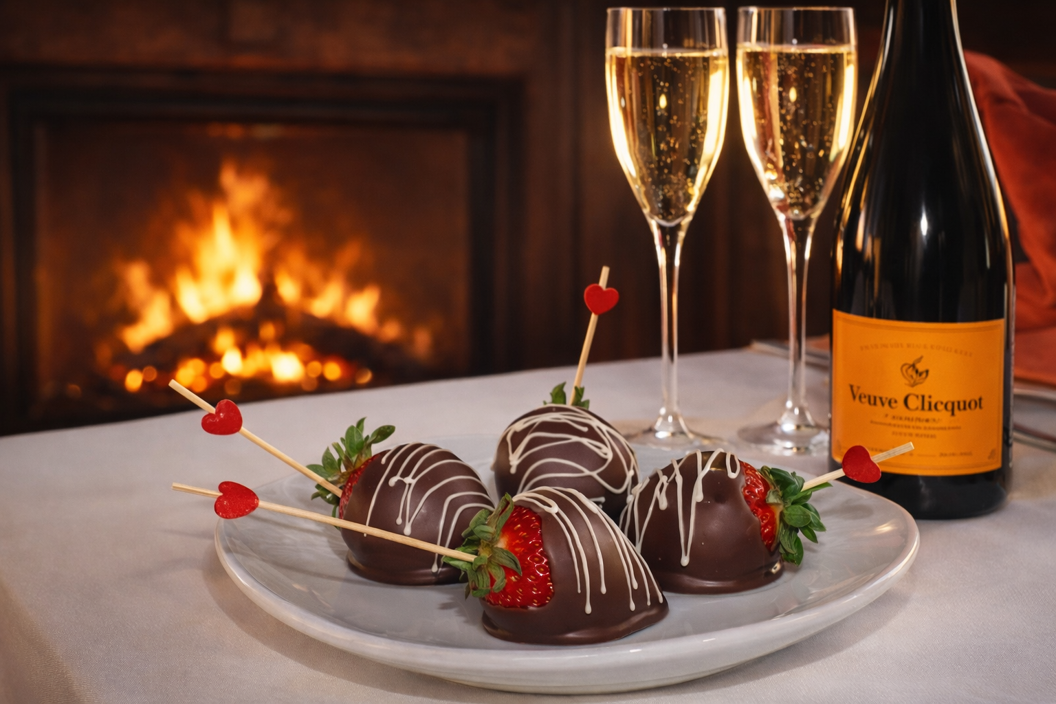 VIP spa experience with champagne and chocolate strawberries